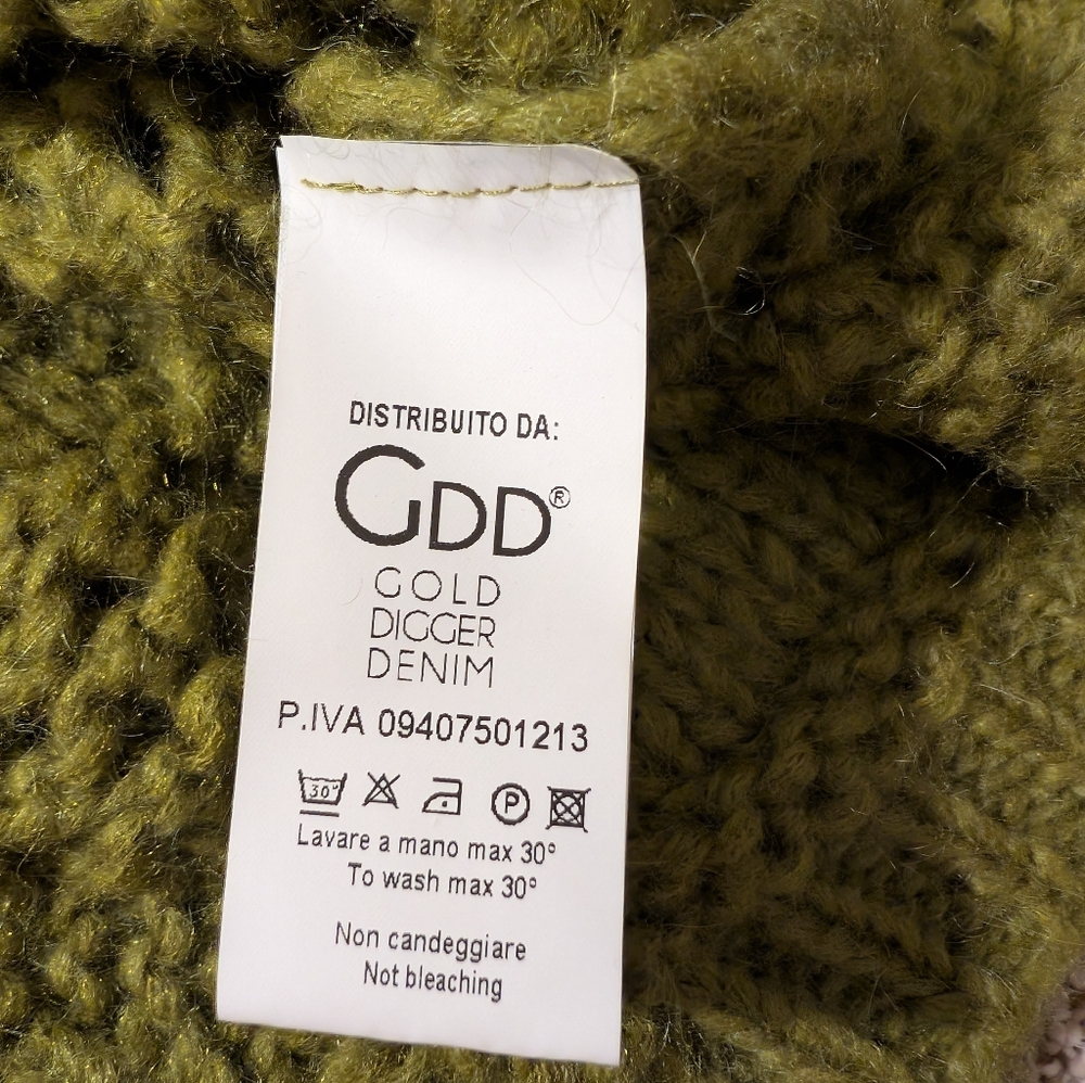 Gold Digger Denim, Olive Green Cable Knit Turtleneck Sweater - Picture 3 of 8
